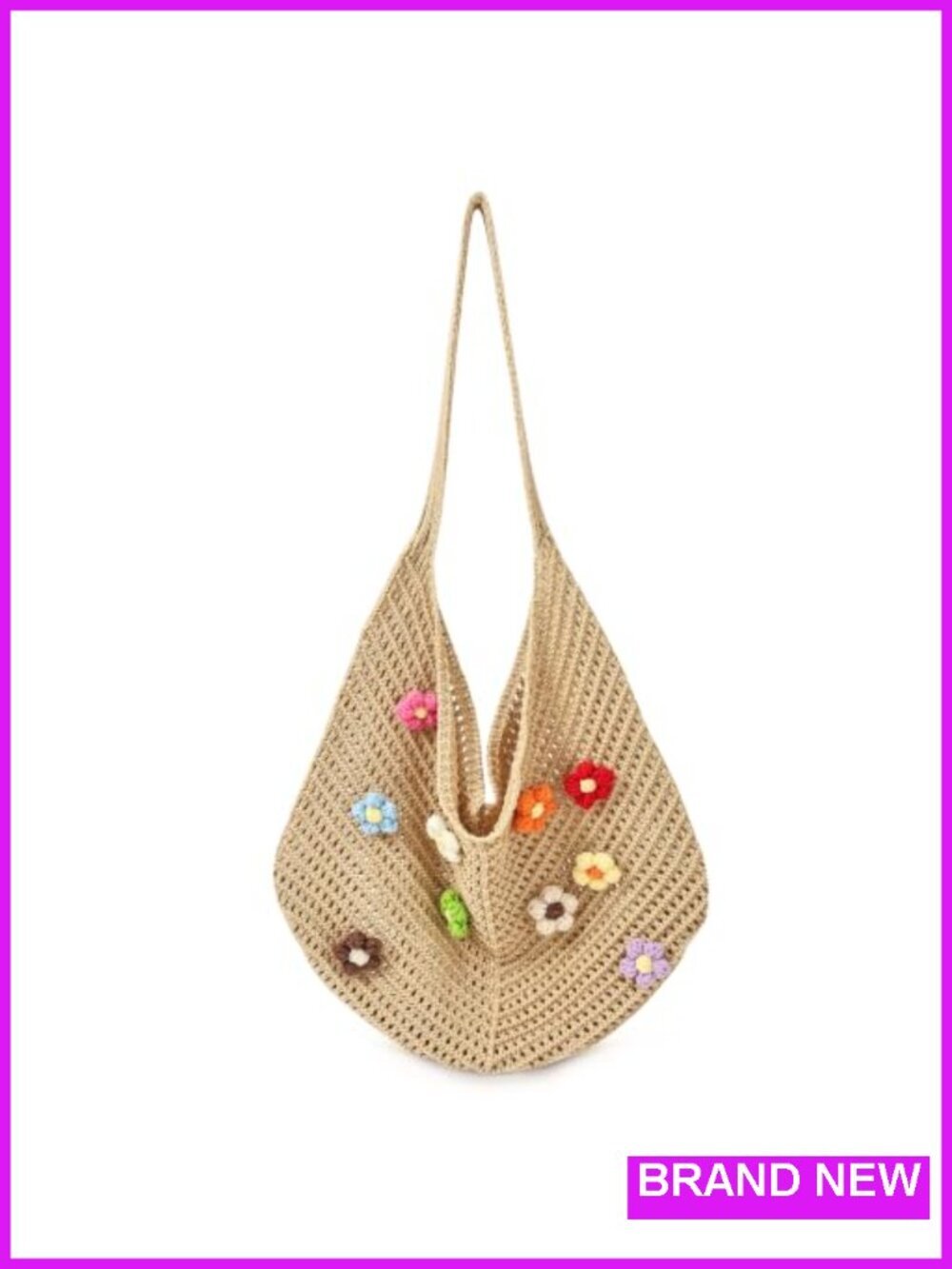 DIY Crochet Hobo Shoulder Bag with 10 Detachable Flowers